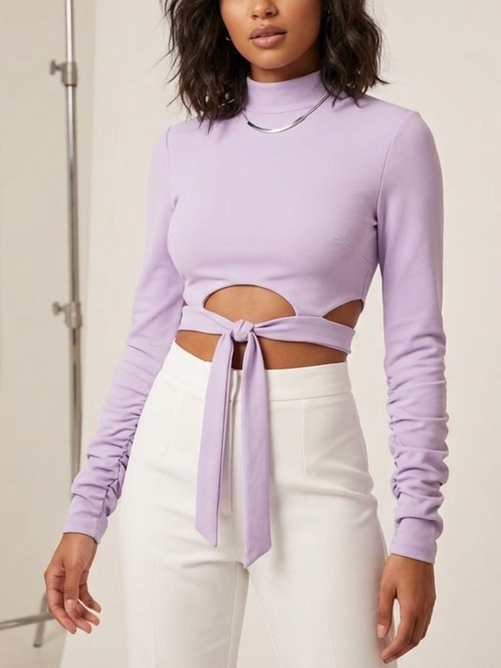 Boohoo Long sleeve crop top size 2💜 New with Tags Textured stretchy fashion sexy